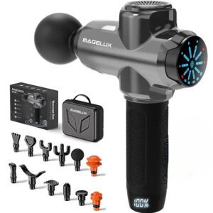 MAGELUX Deep Tissue Percussion Muscle Massage Gun (with 12 Interchangeable Heads)